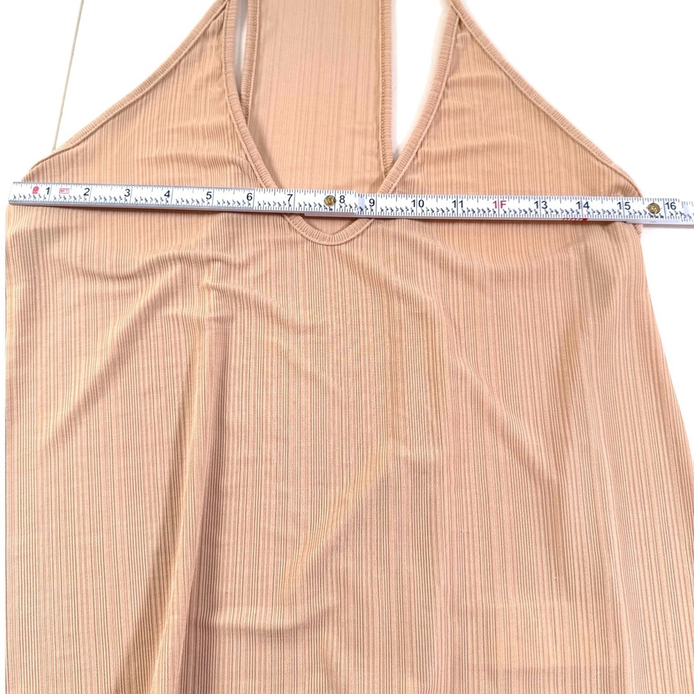 Intimately Free People Women's Tan Ribbed Deep V-Neck Racerback Tank Top Small S - Picture 4 of 7